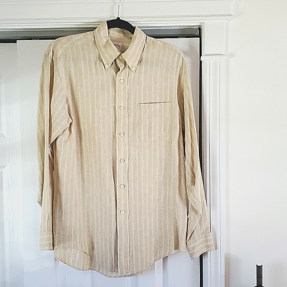 Brooks Brothers Linen Shirt, beige, size Medium - Picture 1 of 1